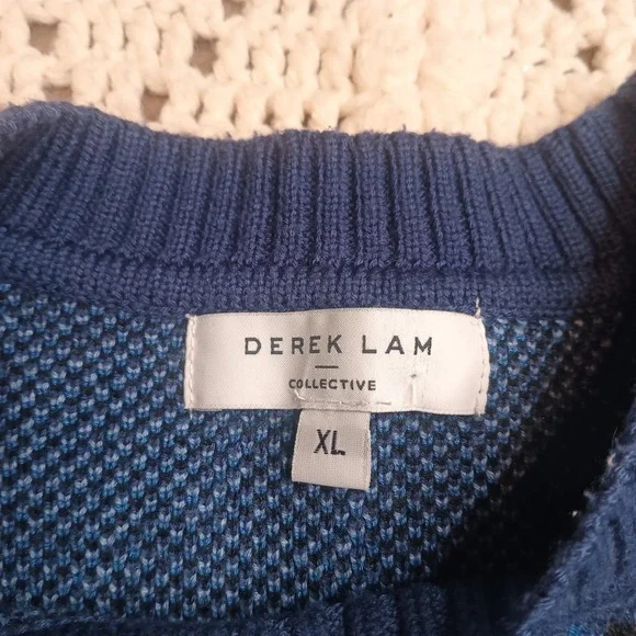 Derek‎ Lam 10 Crosby Blue Animal Print Sweater RTR Womens XL Luxury Office Prep